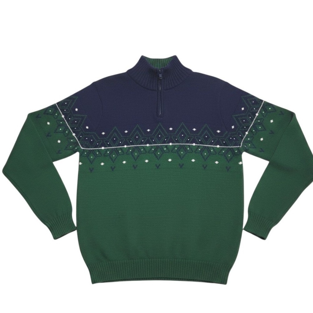 Izod Fair Isle Quarter-Zip Cable Knit Boys size 18/20 XL Holiday Winter Sweater